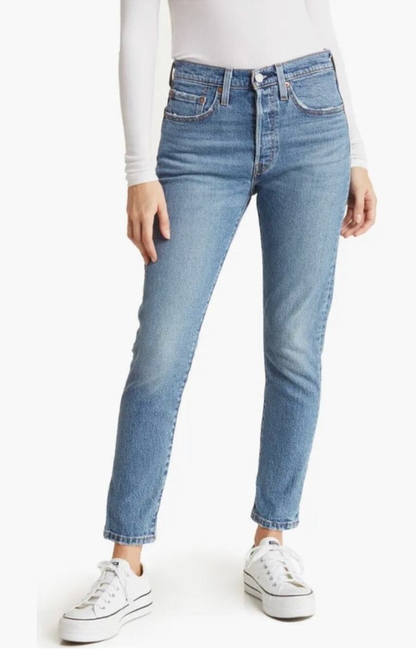 Levi's 501 Skinny Jeans Button Fly Medium Indigo Worn in